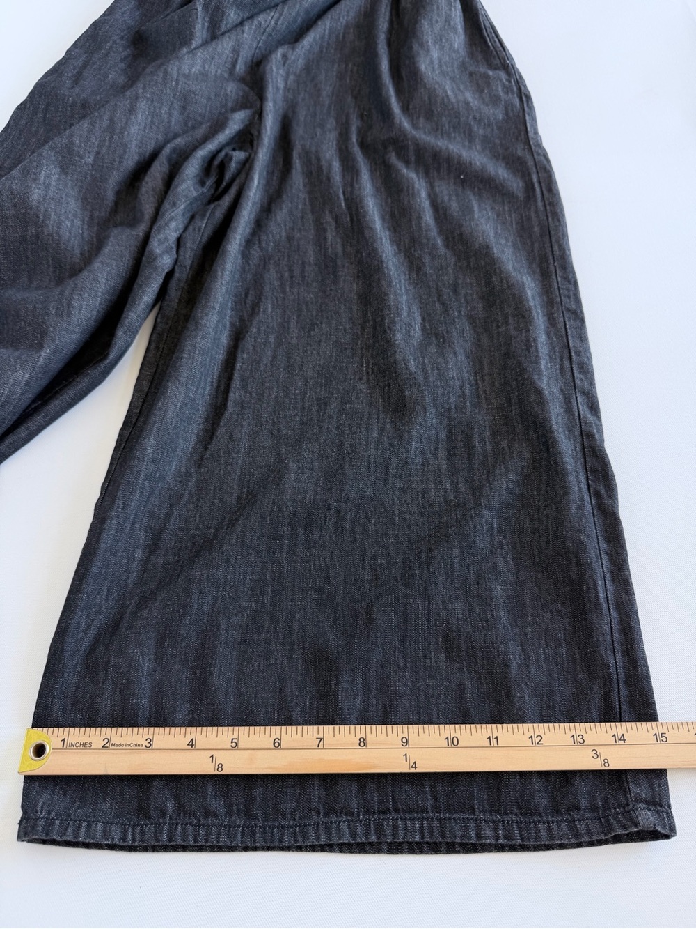 World Market Charcoal Chambray Wide Leg Jumpsuit S/M Deep V Boho Cotton - Picture 9 of 12